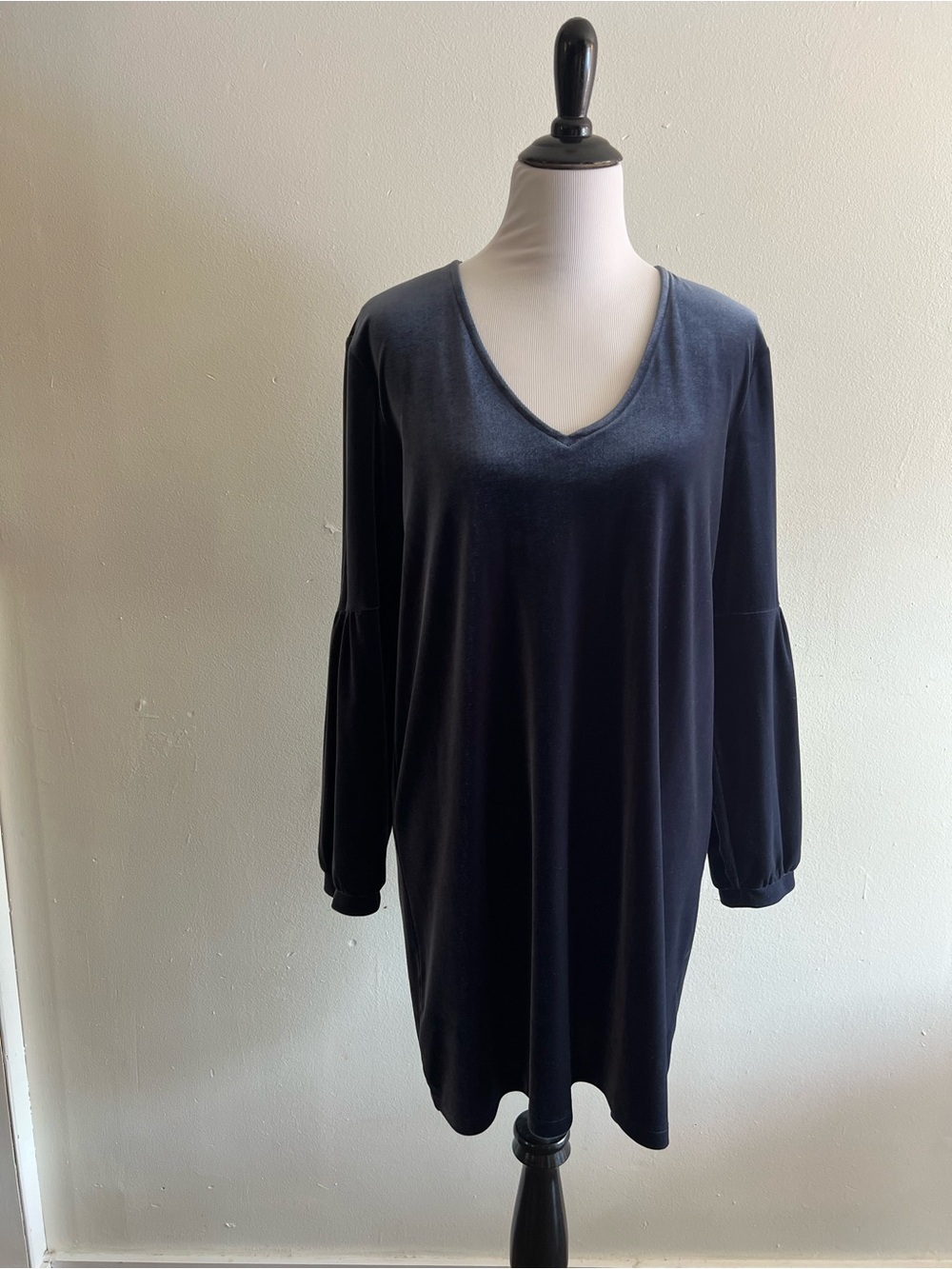 Madewell Blue Velvet V-Neck Mini Dress